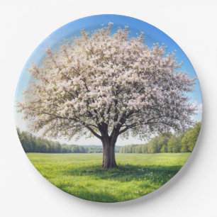 Assiettes En Carton Pommier en Fleurs au Printemps