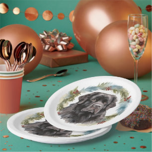 Assiettes En Carton Pompe festive des germes de Noël de Terre-Neuve