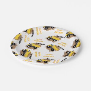 Assiettes En Carton Pompe personnalisée Camion Construction Boue Garço