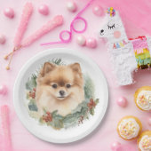 Assiettes En Carton Pompe Poméranienne de la couronne de Noël (Fête)