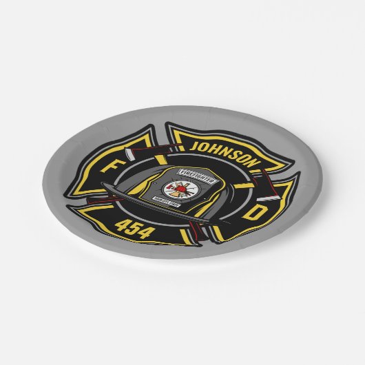 Assiettes En Carton Pompier AJOUTER LE NOM L'équipe de Secourt du serv (Angle)