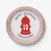 Assiettes En Carton Pompier + Briques Pompier Fête d'anniversaire (Devant)