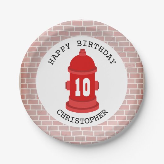 Assiettes En Carton Pompier + Briques Pompier Fête d'anniversaire (Devant)
