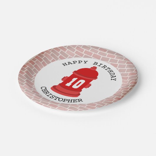 Assiettes En Carton Pompier + Briques Pompier Fête d'anniversaire (Angle)