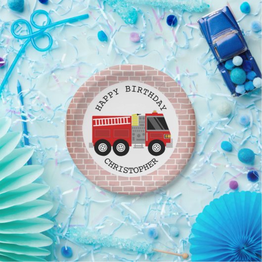 Assiettes En Carton Pompier + Briques Pompier Fête d'anniversaire (Fête)