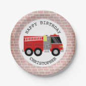 Assiettes En Carton Pompier + Briques Pompier Fête d'anniversaire (Devant)