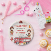 Assiettes En Carton Pompier Camion 1er fête d'anniversaire (Fête)