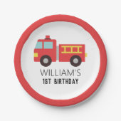 Assiettes En Carton Pompier Camion Fête d'anniversaire (Devant)