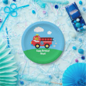 Assiettes En Carton Pompier Camion Joyeux Anniversaire (Fête)