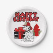 Assiettes En Carton Pompier Chien Dalmatien Hydrant d'incendie Anniver (Devant)