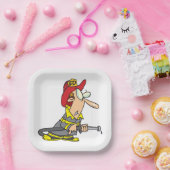 Assiettes En Carton Pompier drôle avec réponse d'urgence à tuyau (Fête)