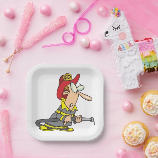 Assiettes En Carton Pompier drôle avec réponse d'urgence à tuyau (Fête)