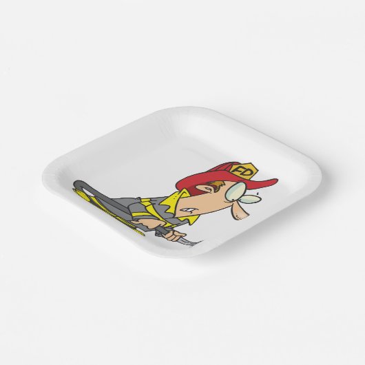 Assiettes En Carton Pompier drôle avec réponse d'urgence à tuyau (Angulaire)