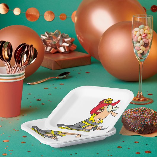 Assiettes En Carton Pompier drôle avec réponse d'urgence à tuyau