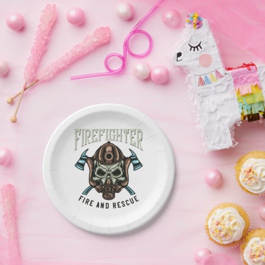 Assiettes En Carton Pompier Et Plaques De Papier Secouru (Fête)