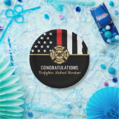 Assiettes En Carton Pompier Fire Academy Red Line Drapeau Graduation (Fête)