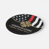 Assiettes En Carton Pompier Fire Academy Red Line Drapeau Graduation (Angle)