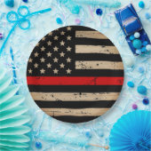 Assiettes En Carton Pompier pompier Mince Ligne Rouge (Fête)