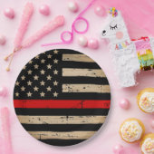 Assiettes En Carton Pompier pompier Mince Ligne Rouge (Fête)