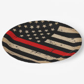 Assiettes En Carton Pompier pompier Mince Ligne Rouge (Angle)