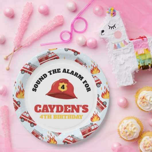 Assiettes En Carton Pompier Pompier Plaques papier fête d'anniversaire (Fête)