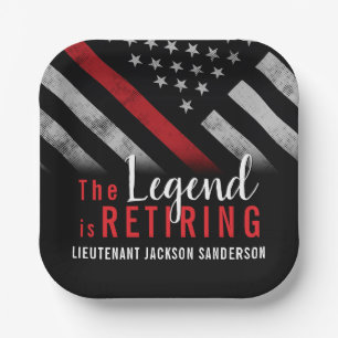 Assiettes En Carton Pompier Retraite Ligne Rouge Flag Flaman