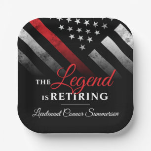 Assiettes En Carton Pompier Retraite Ligne Rouge Flag Flaman