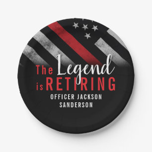 Assiettes En Carton Pompier Retraite Red Line Flag