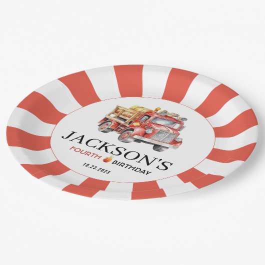 Assiettes En Carton Pompier rouge fils enfant plaque de papier d'anniv (Angle)