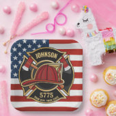 Assiettes En Carton Pompier Secourt incendie Département USA Drapeau p (Fête)