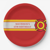 Assiettes En Carton Pompier Son L'alarme Anniversaire (Devant)