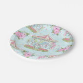 Assiettes En Carton Poney bleu rose de carrousel de cirque (Angle)