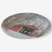 Assiettes En Carton Pont couvert Neige rouge Photo (Angle)