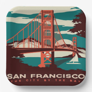 Assiettes En Carton Pont d'or de style Vintage San Francisco