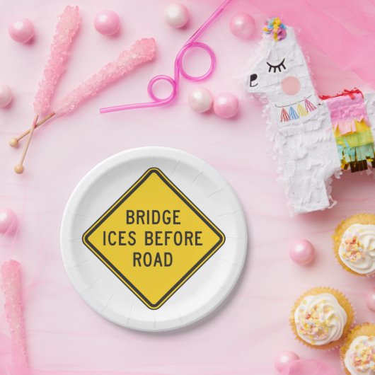 Assiettes En Carton Pont Iles avant la signalisation routière Sécurité (Fête)