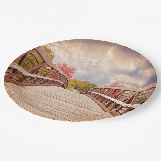 Assiettes En Carton Pont rustique en bois dans le pays (Angle)