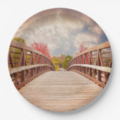 Assiettes En Carton Pont rustique en bois dans le pays (Devant)