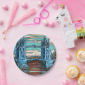 Assiettes En Carton Pont Tour en croissance dans une ville d'imaginair (Fête)