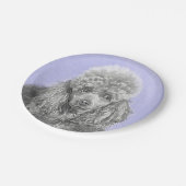 Assiettes En Carton Poodé Jouet miniature Argent gris bleu Chien Art (Angle)