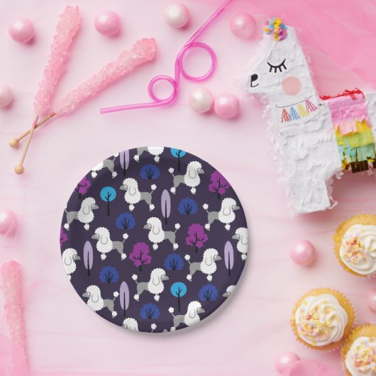 Assiettes En Carton Poodle dans le parc (Fête)