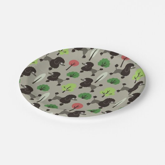 Assiettes En Carton Poodle dans le parc (Angle)
