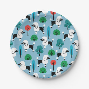 Assiettes En Carton Poodle dans le parc