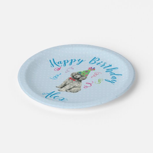 Assiettes En Carton Poodle de fête d'anniversaire (Angle)