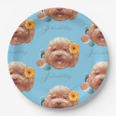 Assiettes En Carton Poodle de jouet avec Fleur et Illustration télépho (Devant)