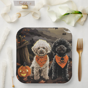 Assiettes En Carton Poodle Halloween Épouvantable