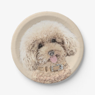 Assiettes En Carton Poodle Miniature Toy Apricot Crème Chien Brown Art