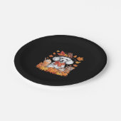 Assiettes En Carton Poodle Thanksgiving Boissons Café Automne Feuilles (Angle)