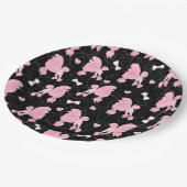 Assiettes En Carton Poodles roses et vaches Motif noir (Angle)