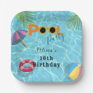 Assiettes En Carton Pool Anniversaire de fête thème