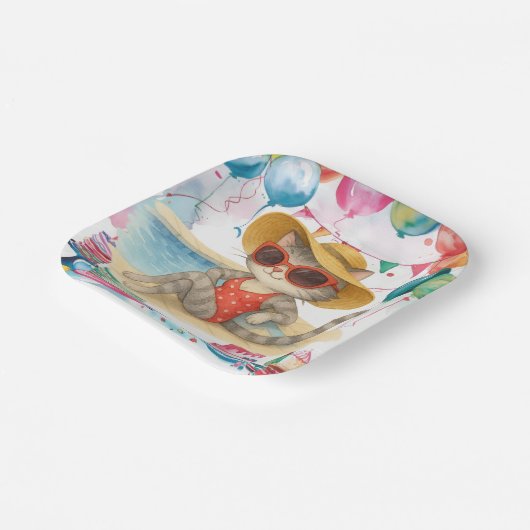 Assiettes En Carton Pool Birthday Party for Cat Lovers (Angulaire)